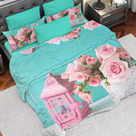 PETTI Artigiani Italiani - Housse de Couette, Lit (90x200), Shabby Rose, Tissu 100% Satin Frais, 100% Made in Italy