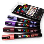 Uni Posca Pc-5m Art Marker Paint Pen - Sunset Tones - 4 Set In Plastic Wallet