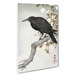 Big Box Art A Crow on The Blossom Tree by Ohara Koson Painting Canvas Wall Art Framed Picture Print, 30 x 20 Inch (76 x 50 cm), White, Grey, Green, Black