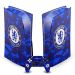 Head Case Designs Officially Licensed Chelsea Football Club Camouflage Mixed Logo Vinyl Faceplate Sticker Gaming Skin Decal Compatible With Sony PlayStation 5 PS5 Disc Console & DualSense Controller