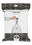 Brabantia 138829 PerfectFit Bin Liners (Size M/60 Litre) Thick Plastic Trash Bags with Tie Tape Drawstring Handles (40 Bags), White