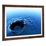 Big Box Art Framed Print of Water Drops Design | Wall Art Picture | Home Decor for Kitchen, Living, Dining Room, Lounge, Bedroom, Hallway, Office, Walnut, A2 / 24.5x18 Inch / 62x45cm