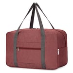 Narwey Sac de Voyage 40x20x25 Ryanair Cabine Bagage Pliable Sac Voyage Bagage Avion Sac de Sport Sac Weekend Femme Homme (Vin Rouge)