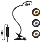 7W Usb Lampe De Bureau à Pince, 3 Couleurs Et 10 Luminosité Réglables, 48 Led 350° Flexible, Lampe Pince Pour Lit, Liseuse Lampe De Lecture Livre,