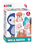 LUDI - Mix & Match - Jouet De Bain - 4 Animaux en Mousse À Assembler - Pièces Interchangeables - Flottantes - Dès 10 Mois - pour Jouer dans Le Bain - 1 Tortue, 1 Pieuvre, 1 Loutre, 1 Pingouin