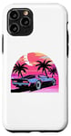 iPhone 11 Pro Purple Sports Car In Front of Palm Tree Silhouettes Case