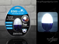 EggHeads Egg-Shaped LED Night Light Weighted Base, Tap to Activate for 6 Mins