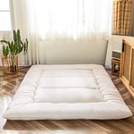 MAXYOYO Matelas futon, Matelas de Sol Japonais rembourré, surmatelas de lit matelassé, Tapis de Sol, lit d’invité, Matelas de Camping - Très épais, Pliable, Respirant (Blanc cassé, 150 x 200 cm)