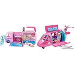 Barbie DreamCamper Playset - Transforming Van with Fold-Out Campsite & Pool & GDG76 Dreamplane Transforming Playset with Reclining Seats and Working Overhead Compartments, Multicolor