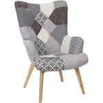 The Home Deco Factory - Fauteuil Helsinki Patchwork Gris Home Deco Factory