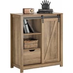 Sobuy - FSB59-BR Armoire à Chaussures Commode à Chaussures Meuble Colonne Meuble Bas Placard de Rangement Commode avec Porte de Grange Coulissante