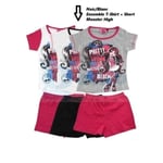 Ensemble Monster High Tee-Shirt + Short 100% Coton - Neuf L'ensemble (2 Pièces) - Été/Fille/Pyjama/Vêtement/Sport - De 6 À 12 Ans