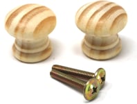 Lot de 2 boutons de porte de placard en bois naturel non laqué 25 mm