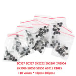 Kit de ul",NPN PNP S8050 S8550 S9012 2N3904 2N3906 C1815 A1015 MGuitar 13001 BC327 BC337 BC517 BC547 BC548 BC549 BC558,"50 à 900 pièces - Type [BC337-C1815]-100pcs #B