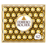 Ferrero Rocher Pralines, Chocolate Gift, Christmas Chocolate, Large Chocolate Box Covered in Milk Chocolate and Nuts, Box of 42 (525g)