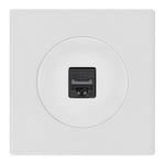 Prise RJ45 Cat6 blanc glossy DOM avec plaque simple blanc – Connectivité performante et design épuré