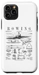Coque pour iPhone 11 Pro Rowing Sport Rameur Sculling Bateau à tête de mort Style vintage