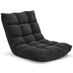 Giantex Chaise de Sol Pliable, Chaise de Méditation avec Dossier réglable, Coussin/Fauteuil de Sol Rembourré pour Maison, Bureau, 105 x 56 x 15CM (Noir)