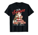 Funny Retro Santa Tis The Season To Be Jolly Christmas Tree T-Shirt