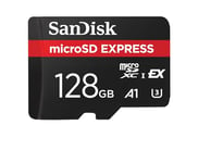 SanDisk microSD Express, 128 Go Carte microSD, Vitesee de Lecture/écriture jusqu'à 880/480 Mo/s, des Vitesses de Lecture Jusqu’à 4,4 Fois Plus élevées Que nos Cartes microSD Class 10, U3