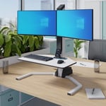 Freedom Sit Stand Desk Riser White with Double Bracket for Dual Monitor - BNIB