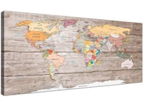 Large Decorative Map of World Atlas Canvas Wall Art Print - 120cm Wide - 1326