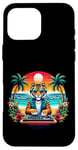 Coque pour iPhone 16 Pro Max Dj Tiger Lunettes de soleil avec casque pour homme, femme, enfant