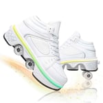 JZIYH Chaussures A roulettes, LED Deform Wheels Skates, Roller Shoes Casual, Walking Skates Hommes Femmes Patins À Quatre Roues