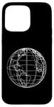 Coque pour iPhone 15 Pro Max World Globe Line Art Carte planète Terre Atlas Voyage