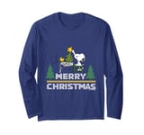 Peanuts Christmas Snoopy And Woodstock Decorating Xmas Tree Long Sleeve T-Shirt