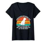 Womens Not Just Pets But Heartbeats at Our Feet Sheepadoodle V-Neck T-Shirt