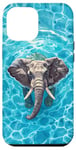 Coque pour iPhone 13 Pro Max Éléphant mignon dans l'eau de la piscine pour maman papa enfants