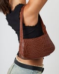 Curved Mini Croc Shoulder Bag