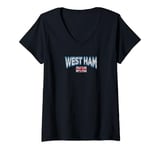 Womens WEST HAM Arch Distressed Design V-Neck T-Shirt