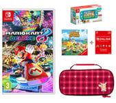 Nintendo Switch Lite: Timmy & Tommy's Edition with Animal Crossing: New Horizons installed, 12 Month Membership, Mario Kart 8 Deluxe & Pikachu Case Bundle, Blue