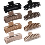 Zou.Rena Extra Large Claw Clips for Thick Hair,5 and 5.25 Inch Jumbo Big Hair Claws for women Curly Long Straight Hair, Strong XL Oversized Hair Clip,Neutral Colors