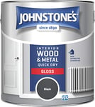 Johnstone's - Quick Dry Gloss - Black - Gloss Finish - Water Based - Interior Wood & Metal - Radiator Paint - Low Odour - Dry in 1-2 Hours - 2.5 L