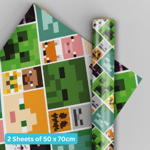 Birthday Wrapping Paper | Minecraft | 2 Sheets & 2 Tags | Kids Gift Wrap