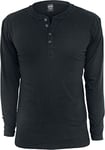 Urban Classics Men's Basic Henley L/S Tee Sweatshirt, Black (Black 7), Small