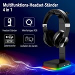 Support de casque RGB Dual Balance avec 2 connecteurs USB, support de casque de bureau, support de casque de jeu sans barre, pour casque de joueur PC, noir (TH650)