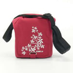 Bag for video camera, polyester, red, Flower, Velcro, 17 x 18 x 10 cm shoulder s