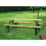 Set Taverne Piano Table Et Bancs Acier et Bois Pliant Pique-Nique Jardin