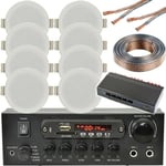 Bluetooth Ceiling Music Kit 4 Zone Stereo Amp & 8x Low Profile HiFi Speaker