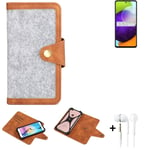 Felt Case + earphones for Samsung Galaxy A52 Cover light grey