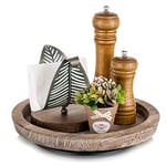 Hanobe Plateau Tournant Bois Rond: Decoratif Bougies Plateaux Rustique Décoratives Plats de Table Vintage Petit Plateau pour Ottoman de Décoration de Comptoir de Cuisine Table