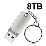 Clé USB 2023 en métal de 16 To,8 To,4 To,2 To,mémoire SSD portable haute vitesse,3.0 - Type silver 8TB