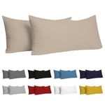 Dreamzie Taie Oreiller 70x40 cm (Lot de 2) 100% Coton Jersey 150 GSM - Beige - Taie d'oreiller 40x70 Coton - Housse de Coussin Résistant et Hypoallergénique pour Oreiller