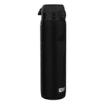 Ion8 1 Litre Water Bottle, Leak Proof, Flip Lid, Carry Handle, Rapid Liquid Flow, Dishwasher Safe, BPA Free, Soft Touch Contoured Grip, Ideal for Sports and Gym, Carbon Neutral Recyclon, 32 oz, Black