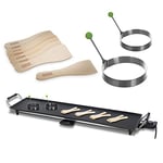 LIVIVO Teppanyaki Grill Extra Large Solid 1800W Electric Griddle with Wooden Spatulas and Egg Rings for Fun and Healthy Tabletop Dining (Extra Large)