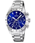 Montre Festina Boyfriend Femme En Acier Cadran Bleu Chronographe F20397/2